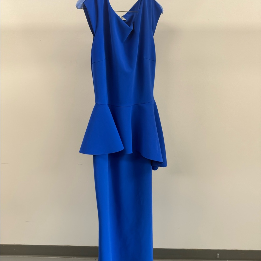 Chiara Boni Cobalt Blue Peplum Midi Dress